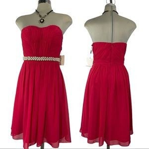 *NEW* Calvin Klein Gorgeous Dark Pink  Strapless  Ruffled Dress Size.6